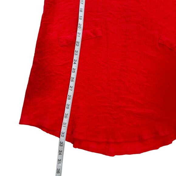 Umgee Women SZ M- Red Woven Knit Top Tunic Pullover Roll Tap Sleeve Faux Pockets - Picture 5 of 15